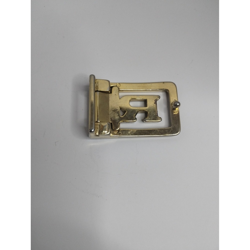 Vintage Two Tone Metal Letter R Initial Monogram Belt Buckle Silver Gold‎ Tone - Picture 2 of 5